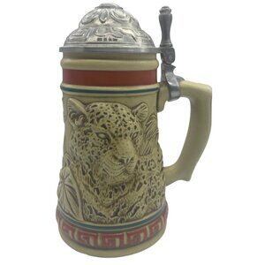 Avon Collectibles Endangered Species Jaguar Stein 1991‎ Handcrafted Brazil 5.5"
